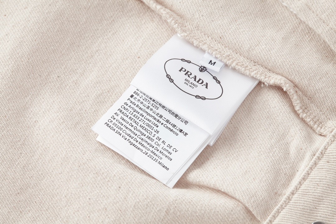 PRADA 普拉达 三角徽标拉链 牛仔外套 夹克 长袖 外套 男女同款 米白色