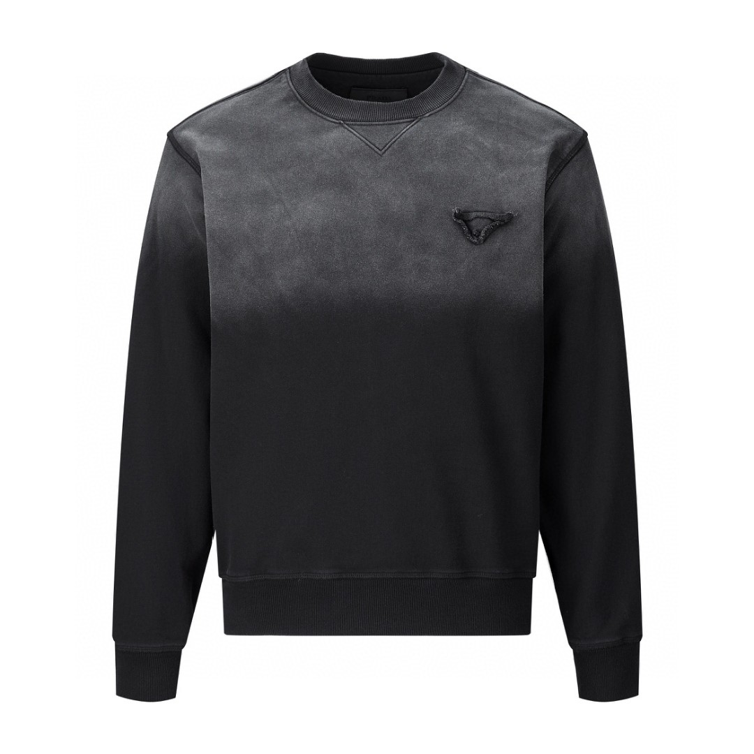 PRADA 普拉达 SS23 休闲渐变 圆领 卫衣 长袖 秋冬款 黑灰色 UJL26A-13BG-F0002