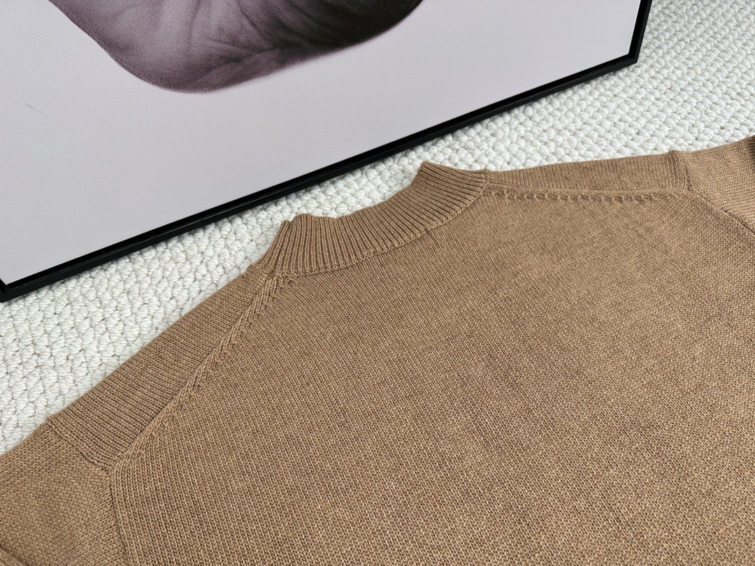 PRADA 普拉达 纯色字母Logo徽标 毛衣 针织衫 长袖 秋冬款 驼色 藏蓝色 