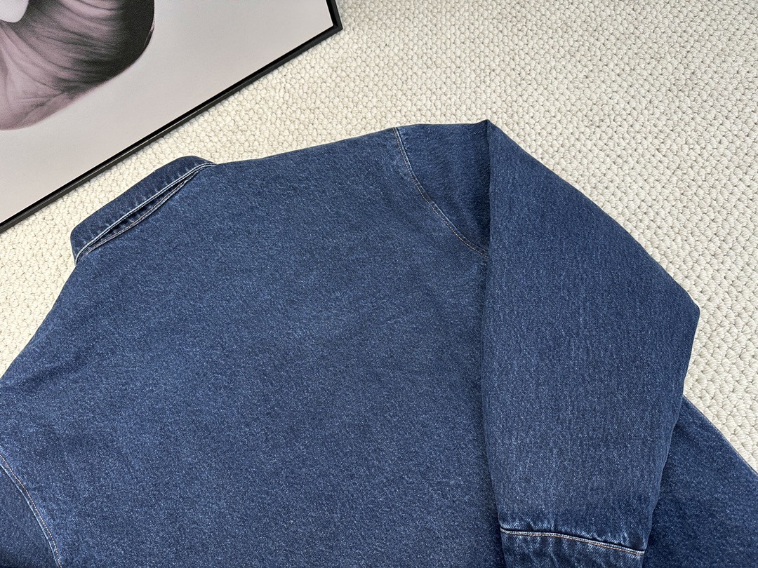 PRADA 普拉达 纯色三角徽标 牛仔衬衫 外套 长袖 男女同款 蓝色 GEC071-13HO-F0008