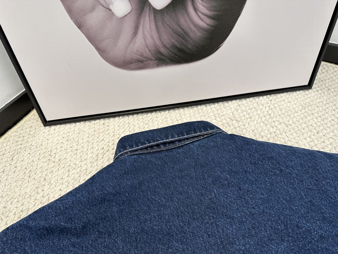 PRADA 普拉达 纯色三角徽标 牛仔衬衫 外套 长袖 男女同款 蓝色 GEC071-13HO-F0008