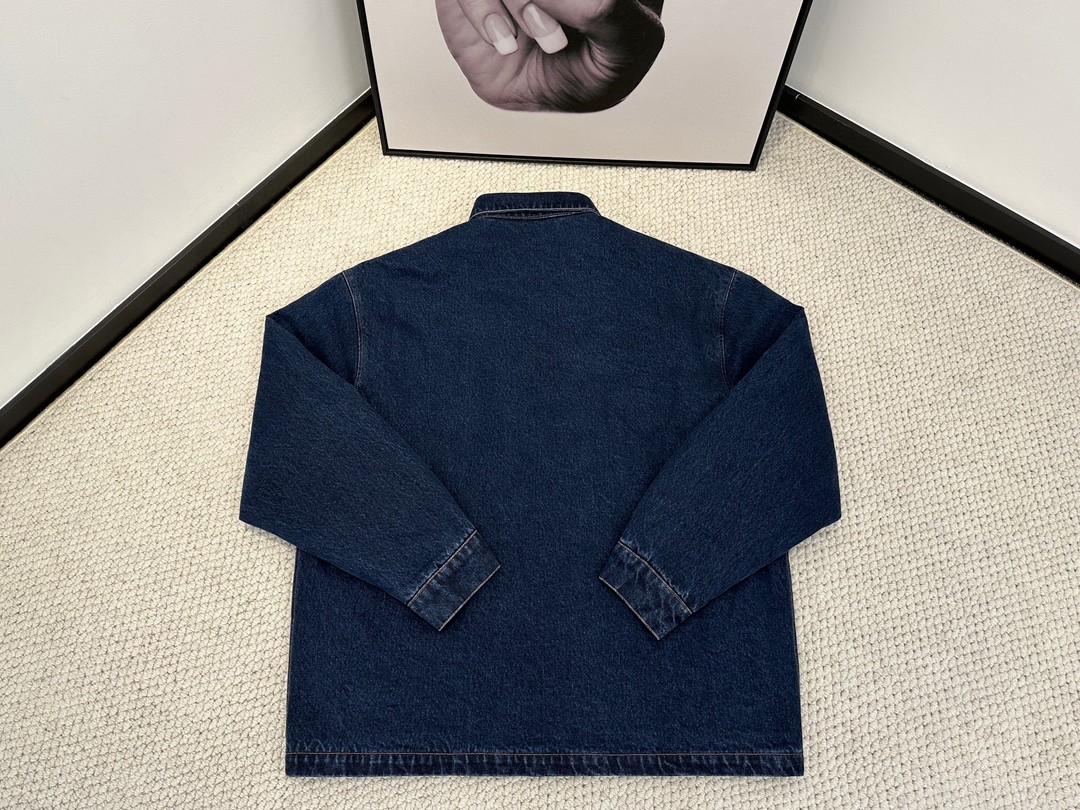 PRADA 普拉达 纯色三角徽标 牛仔衬衫 外套 长袖 男女同款 蓝色 GEC071-13HO-F0008