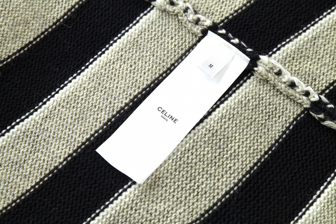 CELINE 赛琳 拼色条纹圆领毛衣 长袖 秋冬款 男女同款 浅灰色 2AE4B896T-06BK