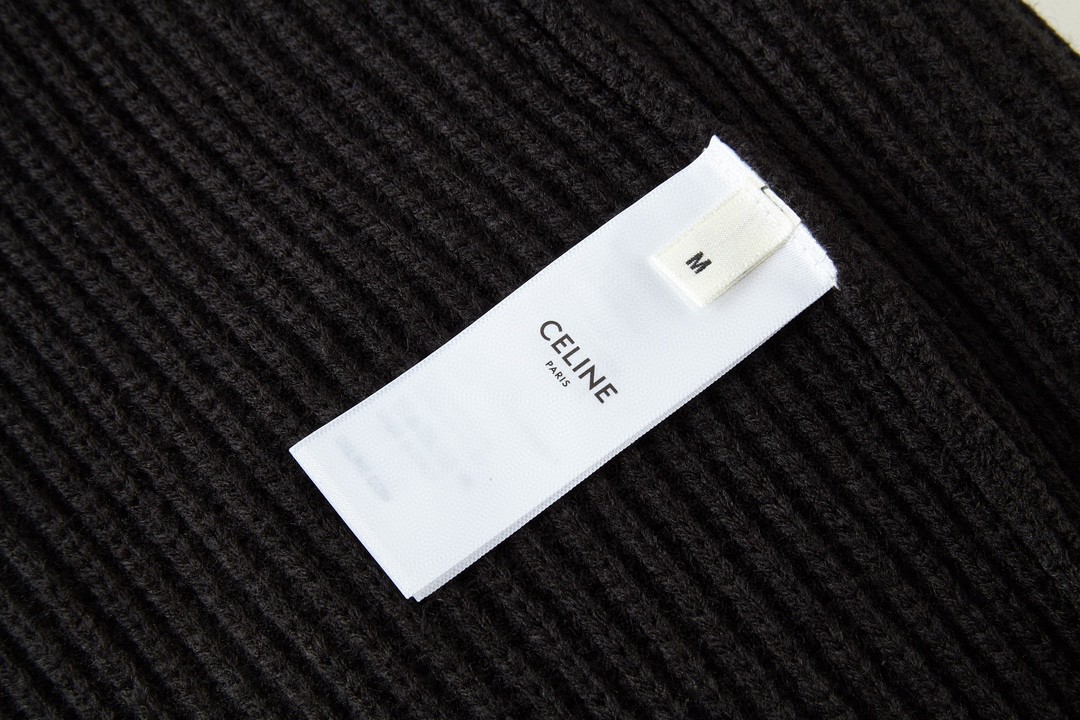 CELINE 赛琳 字母贴布logo 圆领 毛衣 长袖 秋冬款 男女同款 黑色 2A19R205O-38NO