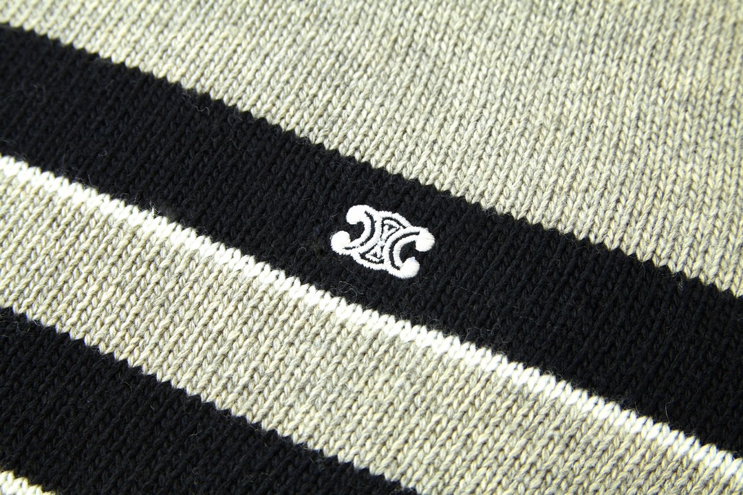 CELINE 赛琳 拼色条纹圆领毛衣 长袖 秋冬款 男女同款 浅灰色 2AE4B896T-06BK