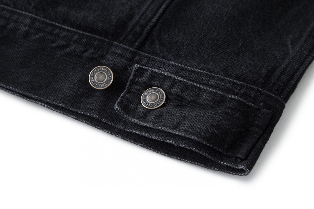CELINE 赛琳 FW23 水洗单排扣连帽休闲牛仔外套 牛仔衣 长袖 外套 秋冬款 男女同款 黑灰色 2Q472947F-38CH
