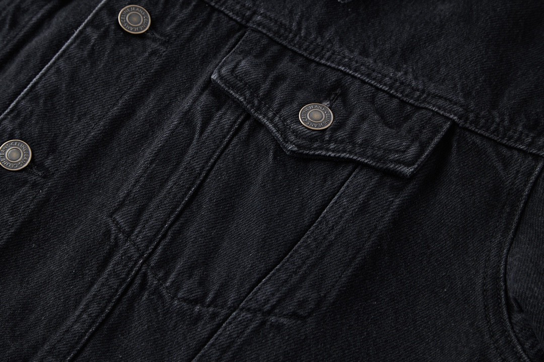 CELINE 赛琳 FW23 水洗单排扣连帽休闲牛仔外套 牛仔衣 长袖 外套 秋冬款 男女同款 黑灰色 2Q472947F-38CH