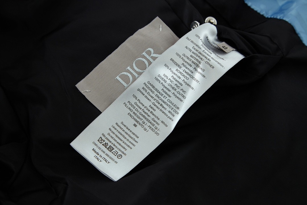 DIOR 迪奥 Logo印花立领珩缝羽绒服 外套 长袖 冬款 保暖 蓝色