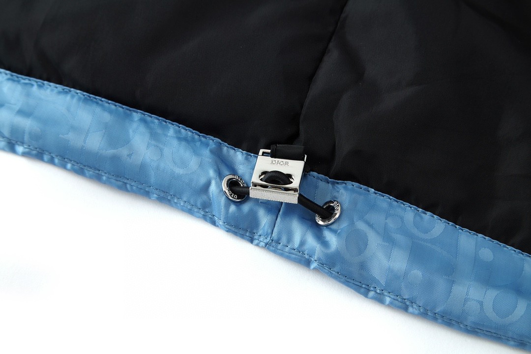 DIOR 迪奥 Logo印花立领珩缝羽绒服 外套 长袖 冬款 保暖 蓝色