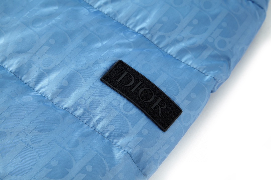DIOR 迪奥 Logo印花立领珩缝羽绒服 外套 长袖 冬款 保暖 蓝色