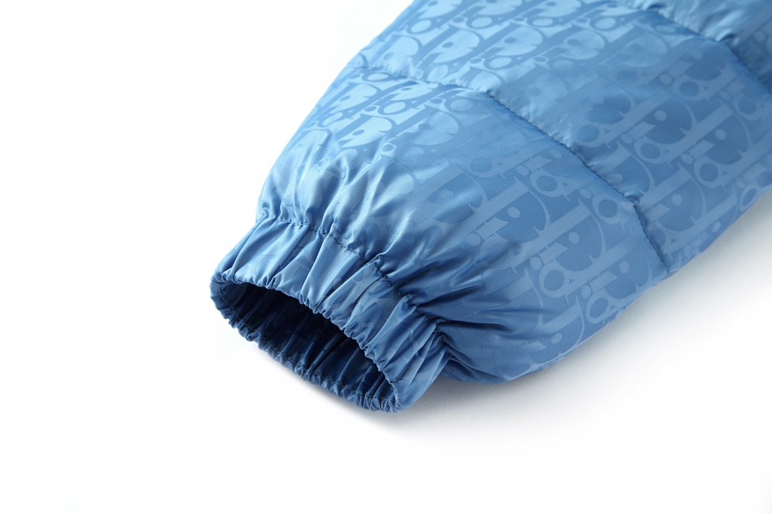 DIOR 迪奥 Logo印花立领珩缝羽绒服 外套 长袖 冬款 保暖 蓝色