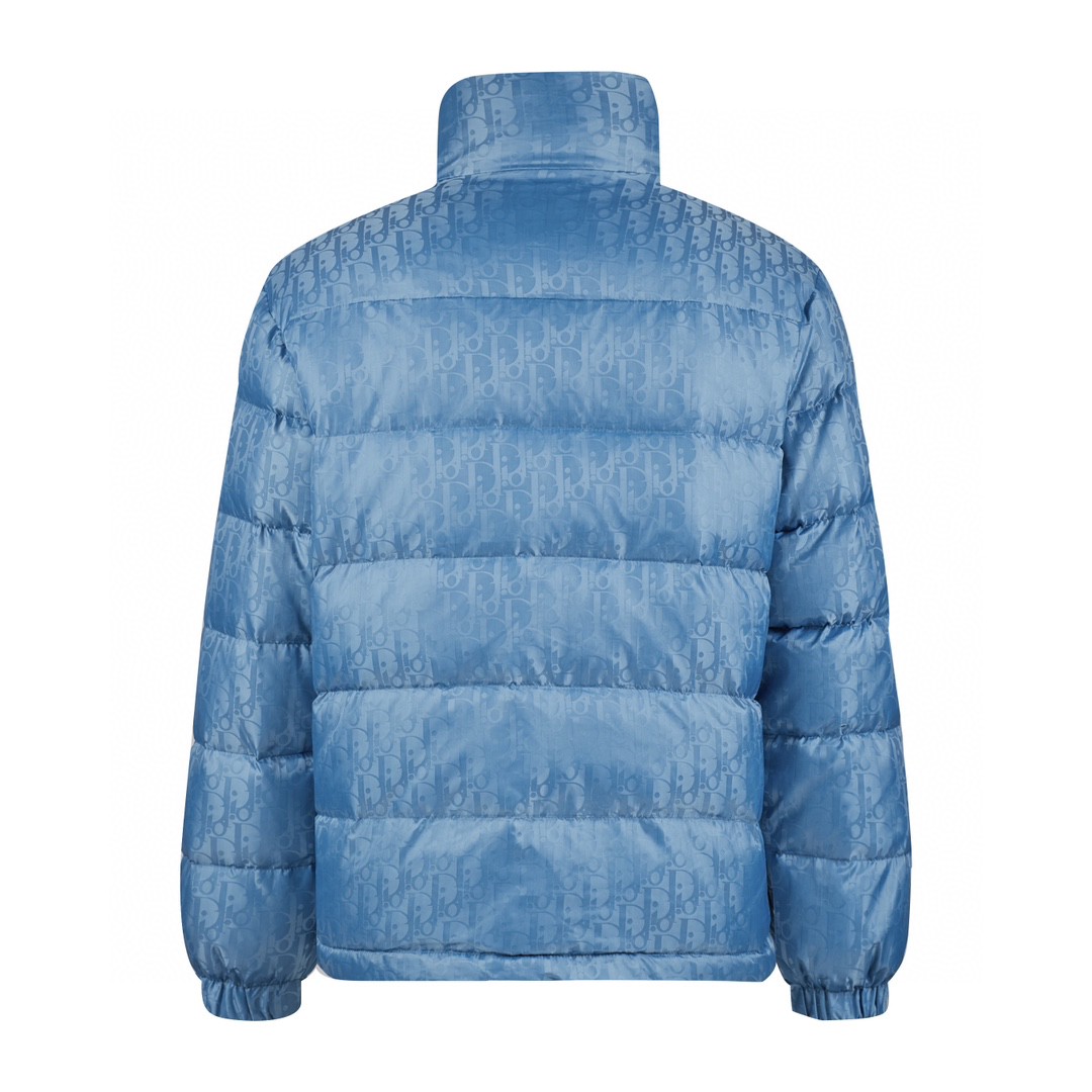 DIOR 迪奥 Logo印花立领珩缝羽绒服 外套 长袖 冬款 保暖 蓝色