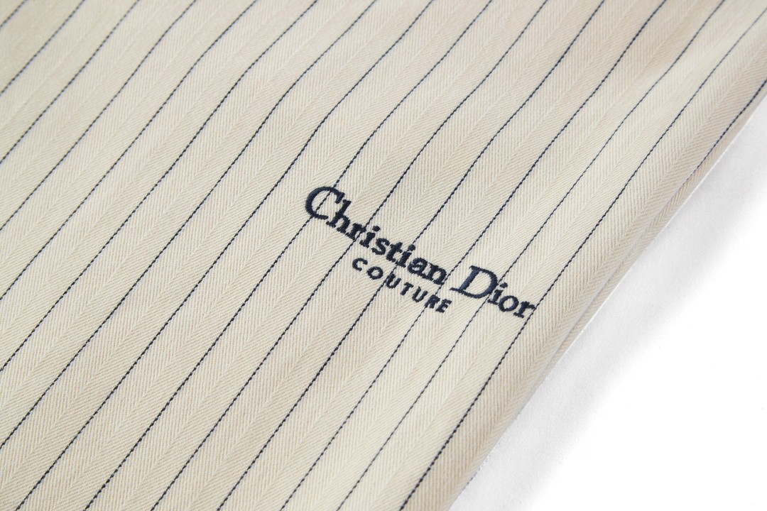 DIOR 迪奥 细条纹刺绣徽标logo直筒牛仔裤 休闲裤 长裤 裤子 米色 383D010A318X-C085