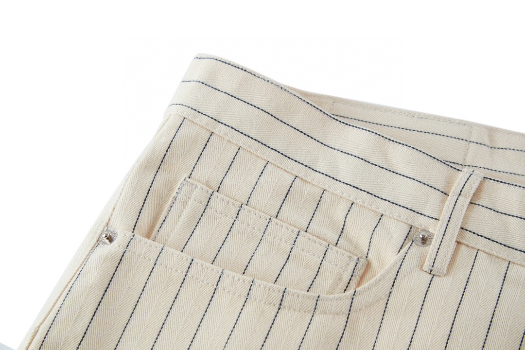 DIOR 迪奥 细条纹刺绣徽标logo直筒牛仔裤 休闲裤 长裤 裤子 米色 383D010A318X-C085