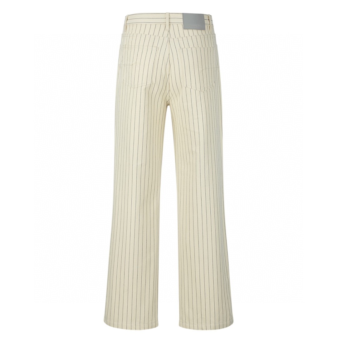 DIOR 迪奥 细条纹刺绣徽标logo直筒牛仔裤 休闲裤 长裤 裤子 米色 383D010A318X-C085