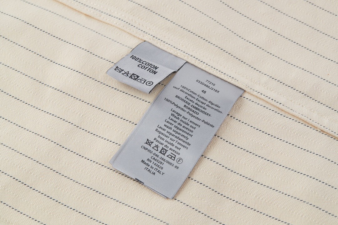 DIOR 迪奥 细条纹 字母Logo刺绣翻领衬衫 长袖 秋冬款 米白色 033D490J318X-C085