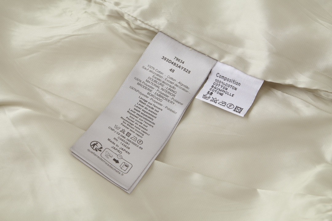 DIOR 迪奥 Denim Tears 联名款 字母Logo刺绣翻领牛仔夹克 外套 长袖 秋冬款 米白色 393D493AY525-C082