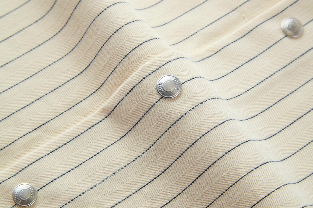 DIOR 迪奥 细条纹 字母Logo刺绣翻领衬衫 长袖 秋冬款 米白色 033D490J318X-C085