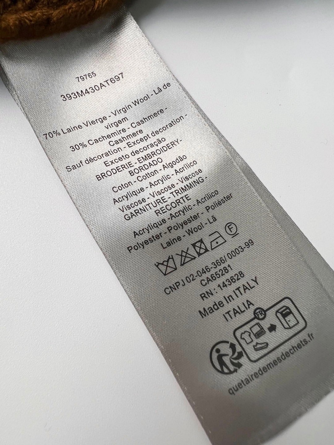 DIOR 迪奥 Denim Tears 联名款 字母印花拉链休闲高领针织开衫 毛衣 针织衫 长袖 秋冬款 红棕色 393M430AT697-C782