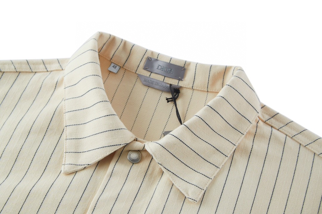 DIOR 迪奥 细条纹 字母Logo刺绣翻领衬衫 长袖 秋冬款 米白色 033D490J318X-C085