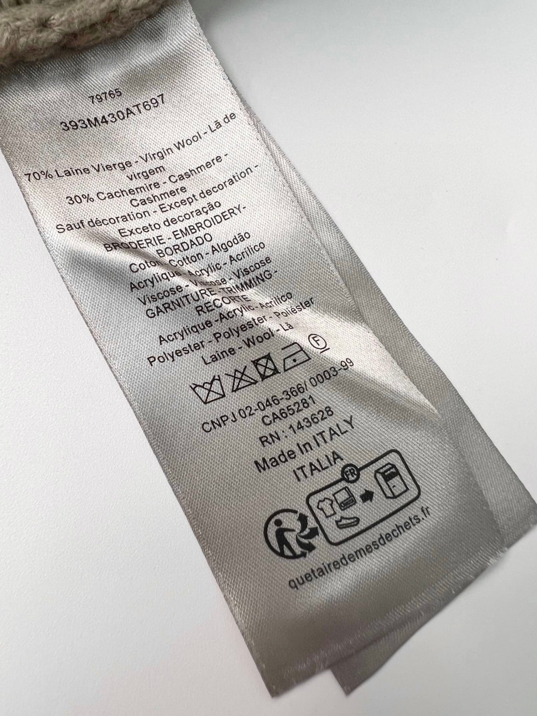 DIOR 迪奥 Denim Tears 联名款 字母印花拉链休闲高领针织开衫 毛衣 针织衫 长袖 秋冬款 米色 393M430AT697-C187