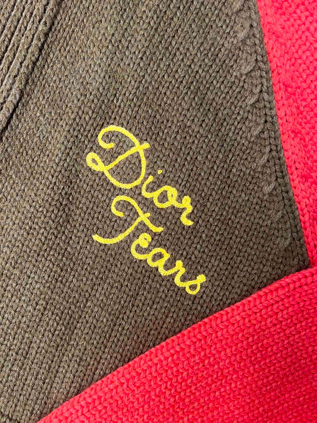 DIOR 迪奥 Denim Tears 联名款 字母印花拉链休闲高领针织开衫 毛衣 针织衫 长袖 秋冬款 红棕色 393M430AT697-C782