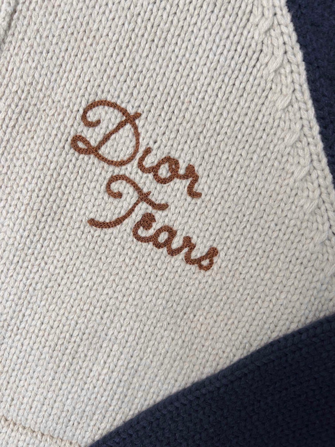 DIOR 迪奥 Denim Tears 联名款 字母印花拉链休闲高领针织开衫 毛衣 针织衫 长袖 秋冬款 米色 393M430AT697-C187