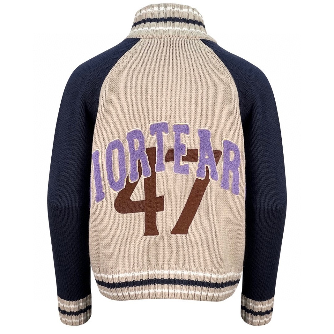 DIOR 迪奥 Denim Tears 联名款 字母印花拉链休闲高领针织开衫 毛衣 针织衫 长袖 秋冬款 米色 393M430AT697-C187