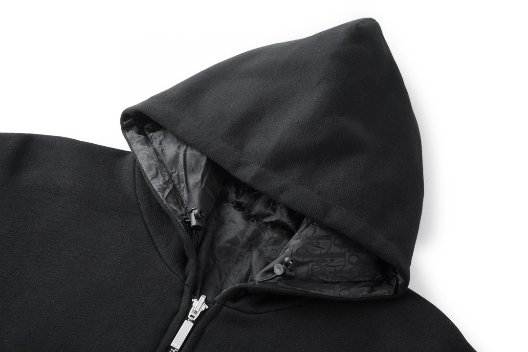 DIOR 迪奥 双面拉链连帽卫衣 长袖 外套 夹克 秋冬款 黑色 313J232A0531-C989