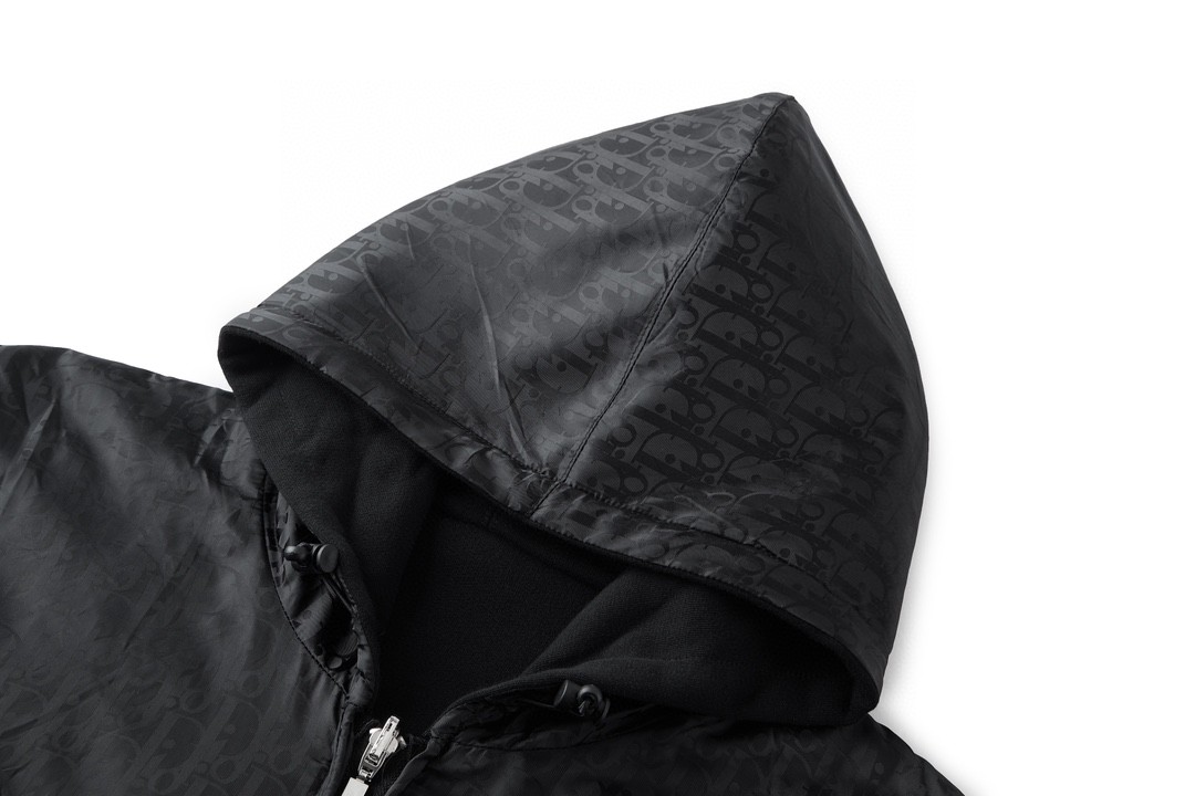 DIOR 迪奥 双面拉链连帽卫衣 长袖 外套 夹克 秋冬款 黑色 313J232A0531-C989