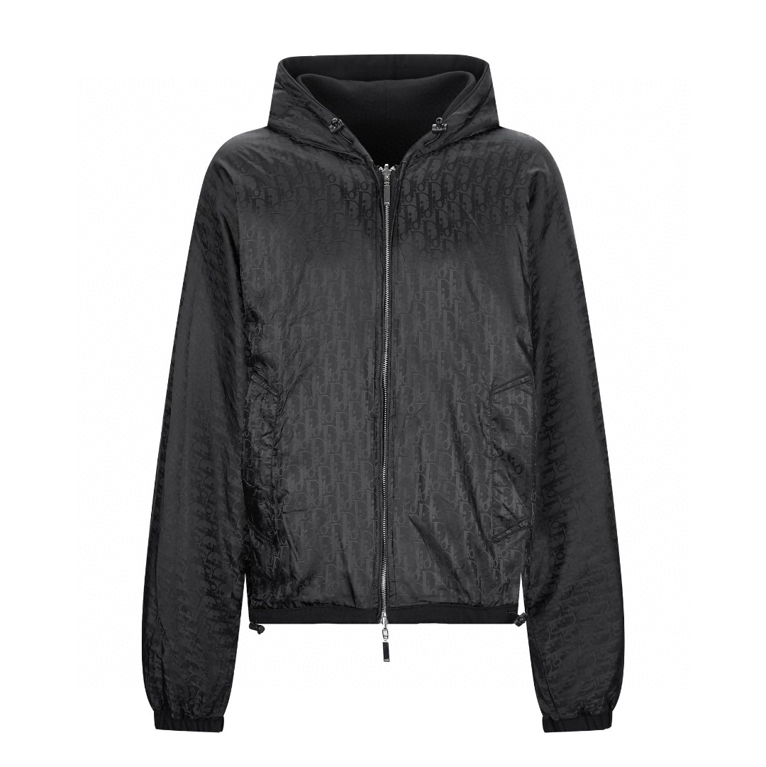 DIOR 迪奥 双面拉链连帽卫衣 长袖 外套 夹克 秋冬款 黑色 313J232A0531-C989