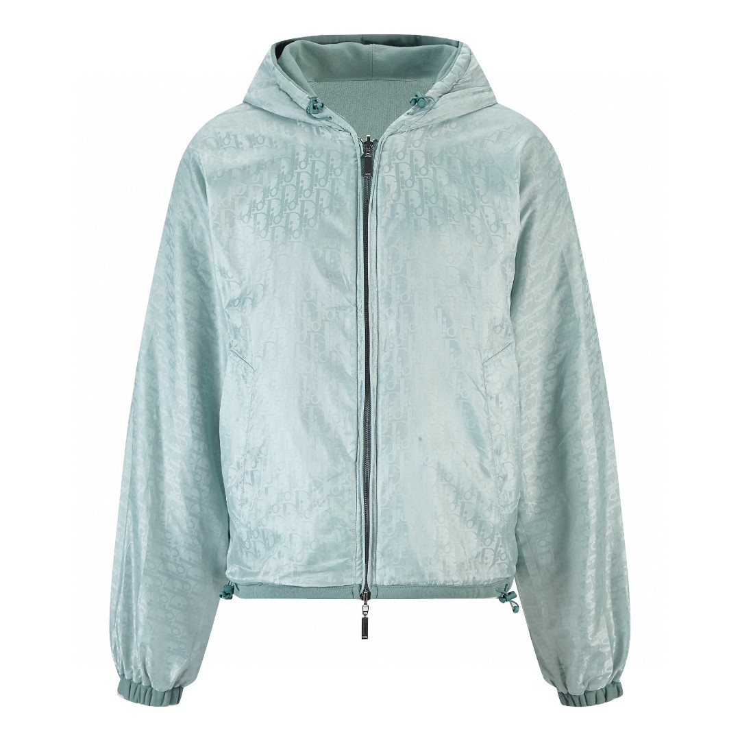 DIOR 迪奥 双面拉链连帽卫衣 长袖 外套 夹克 秋冬款 绿色 313J232A0531-C686