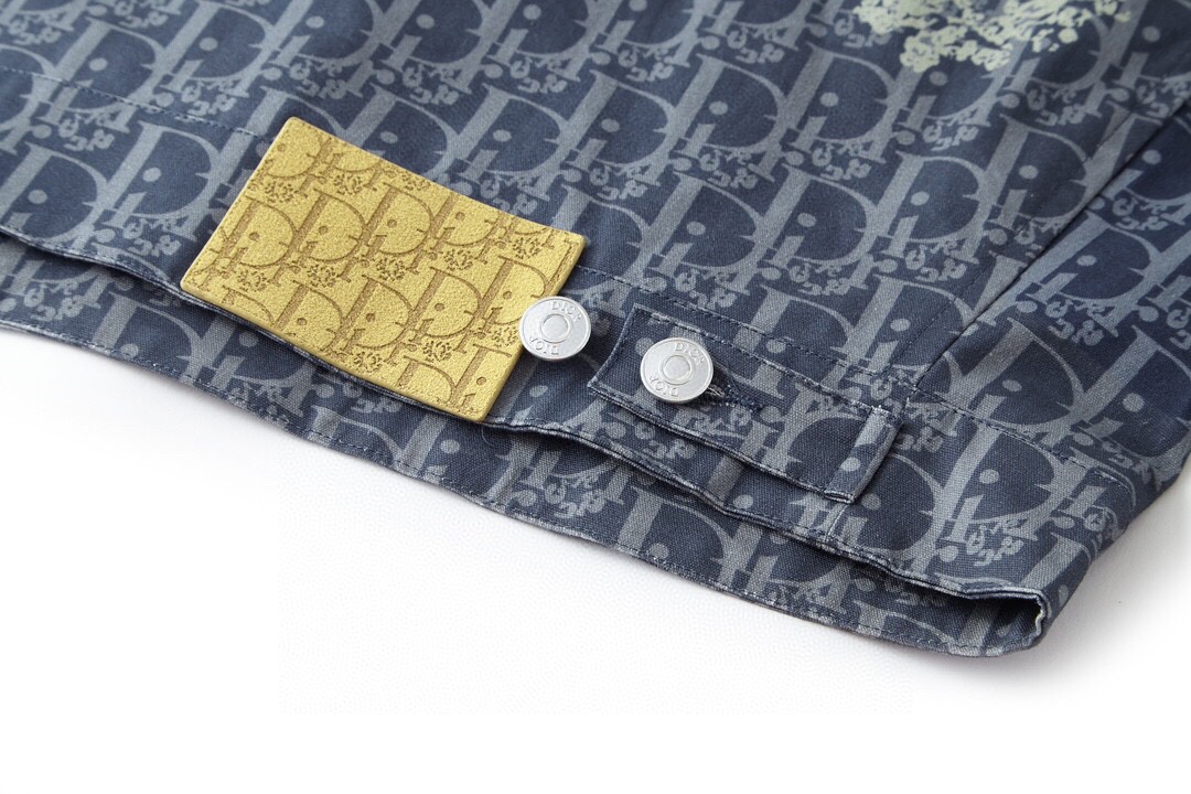 DIOR 迪奥 Denim Tears 联名款 SS23 满印翻领长袖牛仔外套 牛仔衣 夹克 秋冬款 蓝色 393D483BY528-C580