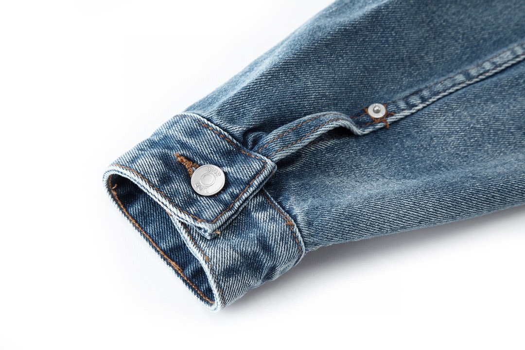 DIOR 迪奥 水洗做旧刺绣logo 双头拉链牛仔外套 长袖 牛仔衣 夹克 秋冬款 蓝色 313D487AY988-C580