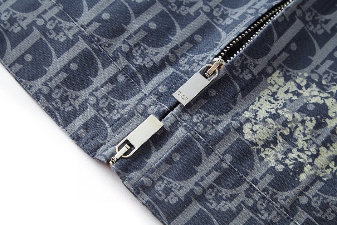 DIOR 迪奥 Denim Tears 联名款 SS23 满印翻领长袖牛仔外套 牛仔衣 夹克 秋冬款 蓝色 393D483BY528-C580