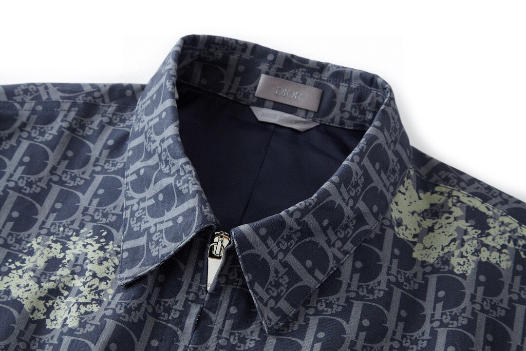 DIOR 迪奥 Denim Tears 联名款 SS23 满印翻领长袖牛仔外套 牛仔衣 夹克 秋冬款 蓝色 393D483BY528-C580