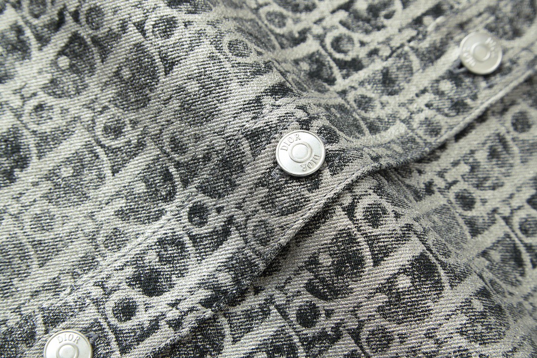 DIOR 迪奥 闪粉满印Logo牛仔衬衫 长袖 外套 秋冬款 灰色 