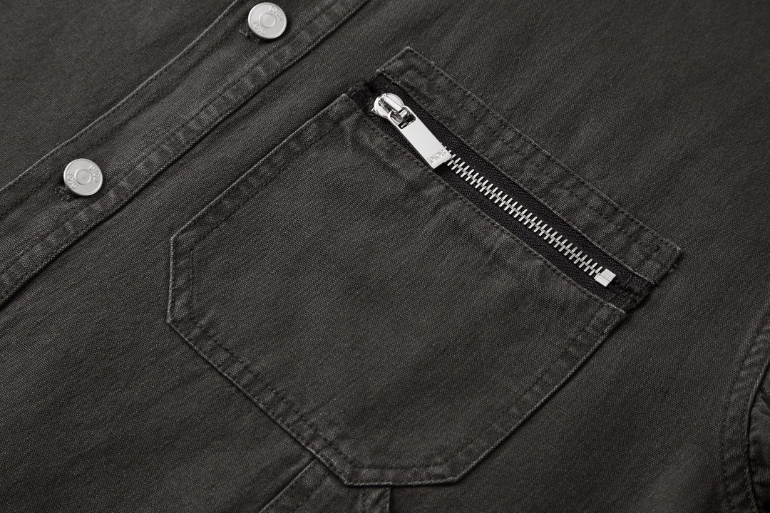 DIOR 迪奥 SS23 纯色Logo衬衫 长袖 外套 秋冬款 灰色 383D587AY520-C888