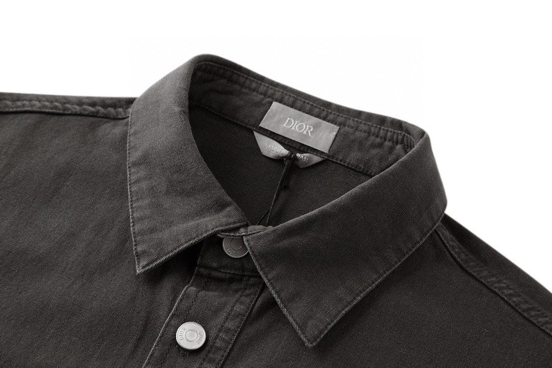 DIOR 迪奥 SS23 纯色Logo衬衫 长袖 外套 秋冬款 灰色 383D587AY520-C888