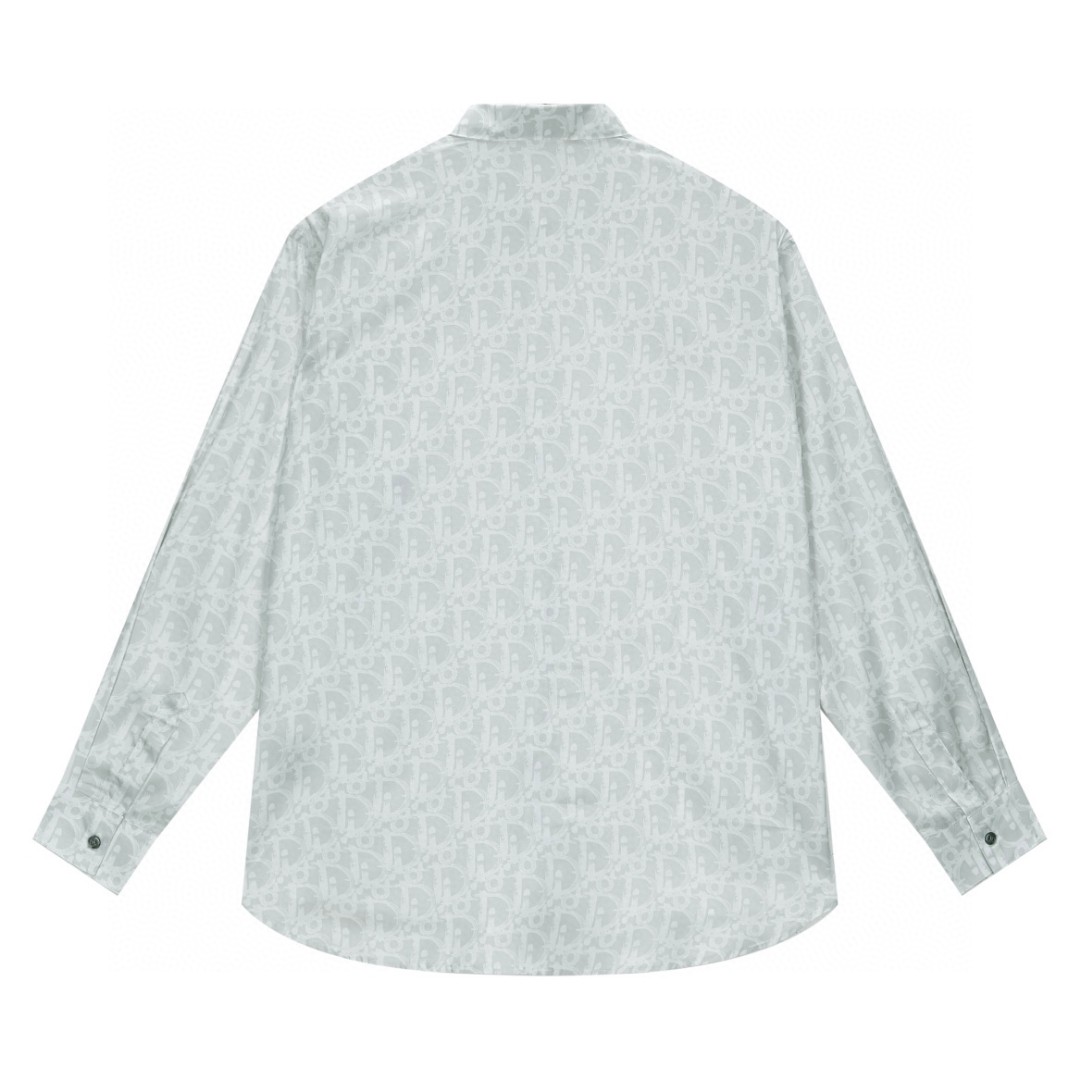 DIOR 迪奥 真丝暗纹满印logo衬衫 长袖 秋冬款 白色