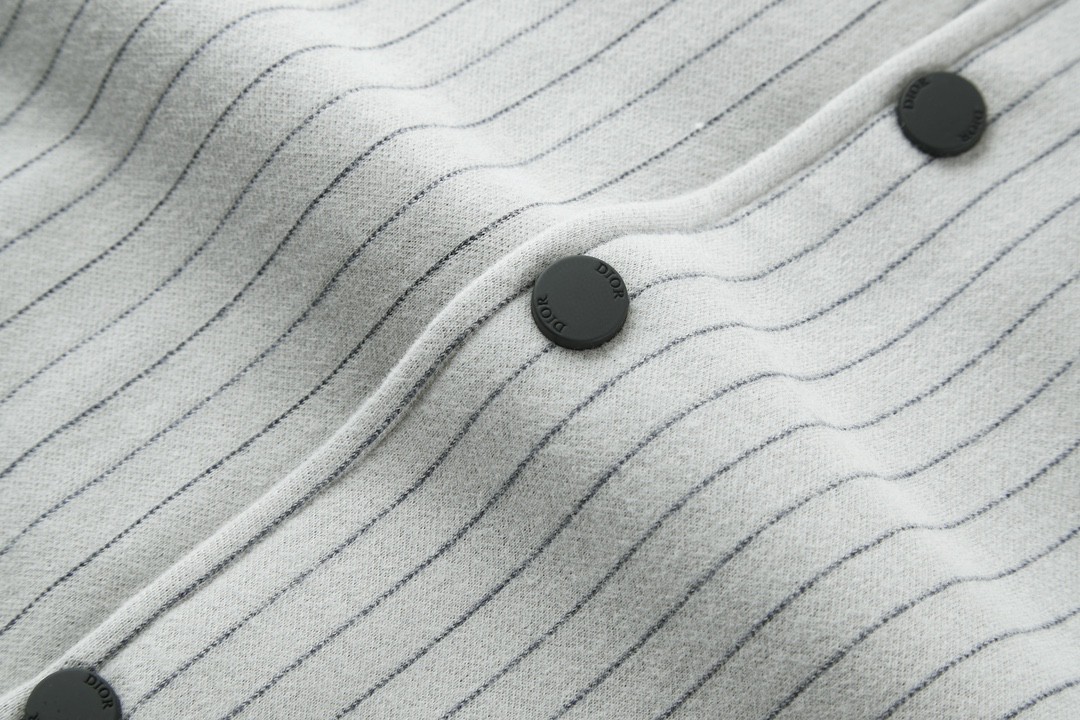 DIOR 迪奥 细条纹刺绣徽标Logo 棒球衫 棒球服 夹克 外套 长袖 灰白色 