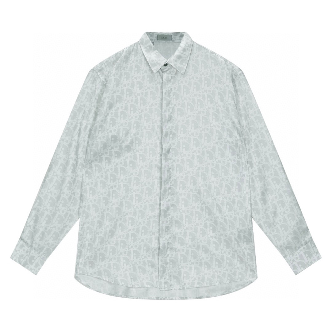 DIOR 迪奥 真丝暗纹满印logo衬衫 长袖 秋冬款 白色