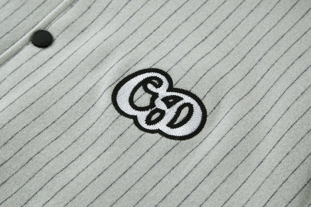 DIOR 迪奥 细条纹刺绣徽标Logo 棒球衫 棒球服 夹克 外套 长袖 灰白色 