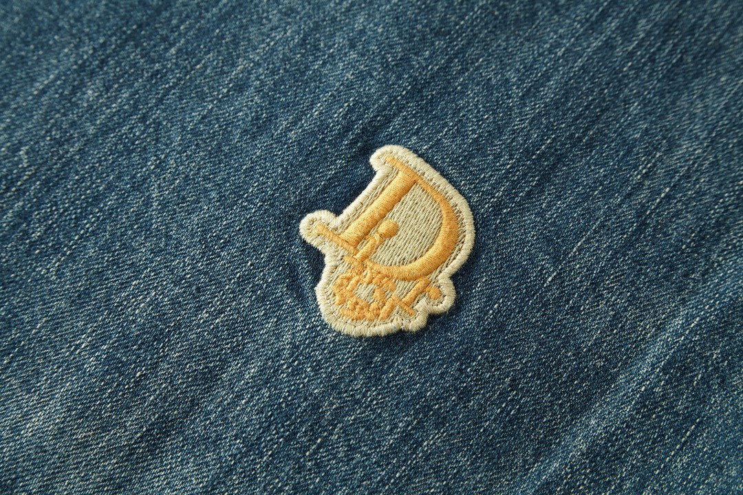 DIOR 迪奥 Denim Tears 联名款 徽标Logo无领牛仔棒球衫 牛仔外套 长袖 牛仔衣 男款 蓝色 393D591AY527-C582