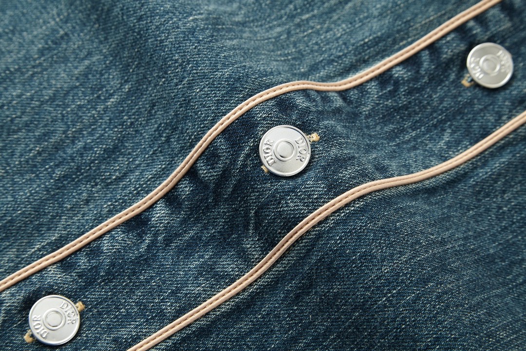 DIOR 迪奥 Denim Tears 联名款 徽标Logo无领牛仔棒球衫 牛仔外套 长袖 牛仔衣 男款 蓝色 393D591AY527-C582