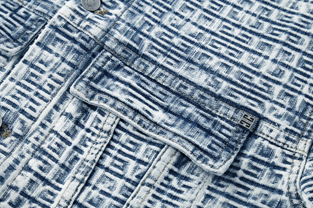 Givenchy 纪梵希 提花单排扣牛仔外套 夹克 长袖 秋冬款 蓝色 BM00Q65Y31-490