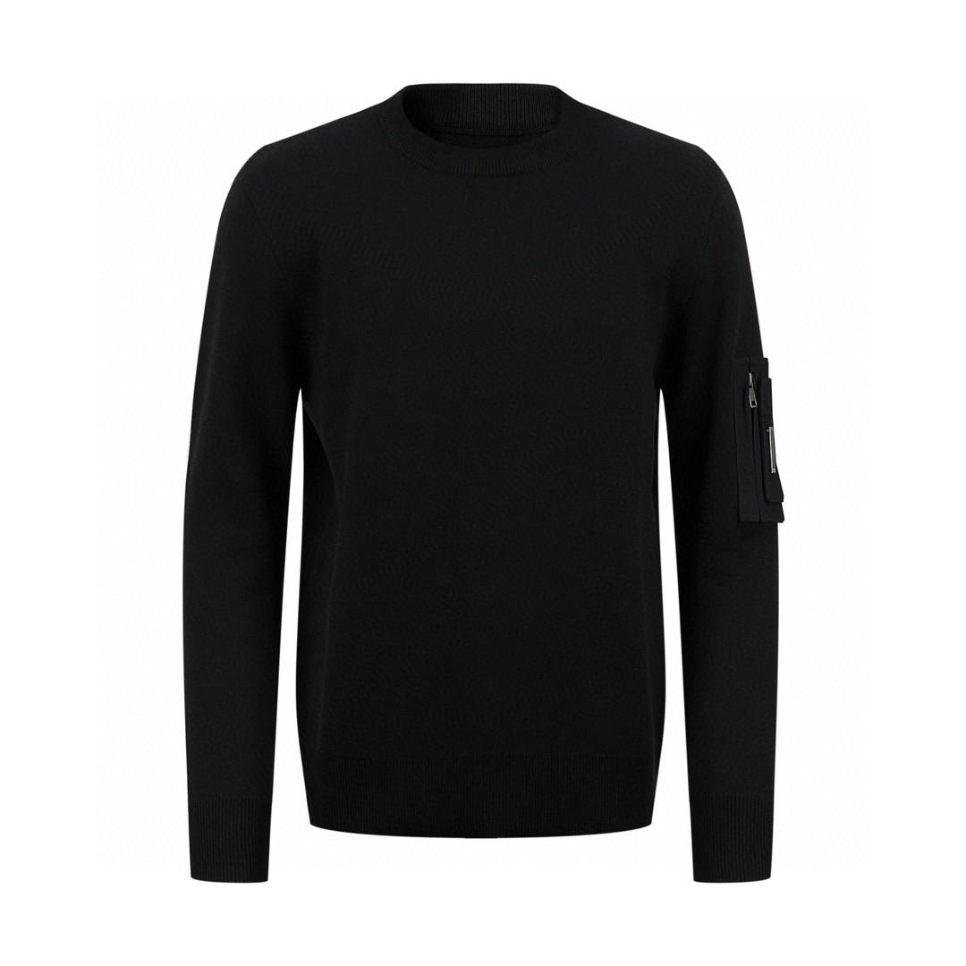 Givenchy 纪梵希 纯色袖子口袋设计 圆领套头毛衣 针织衫 长袖 秋冬款 黑色 BM90PS4YG1-001