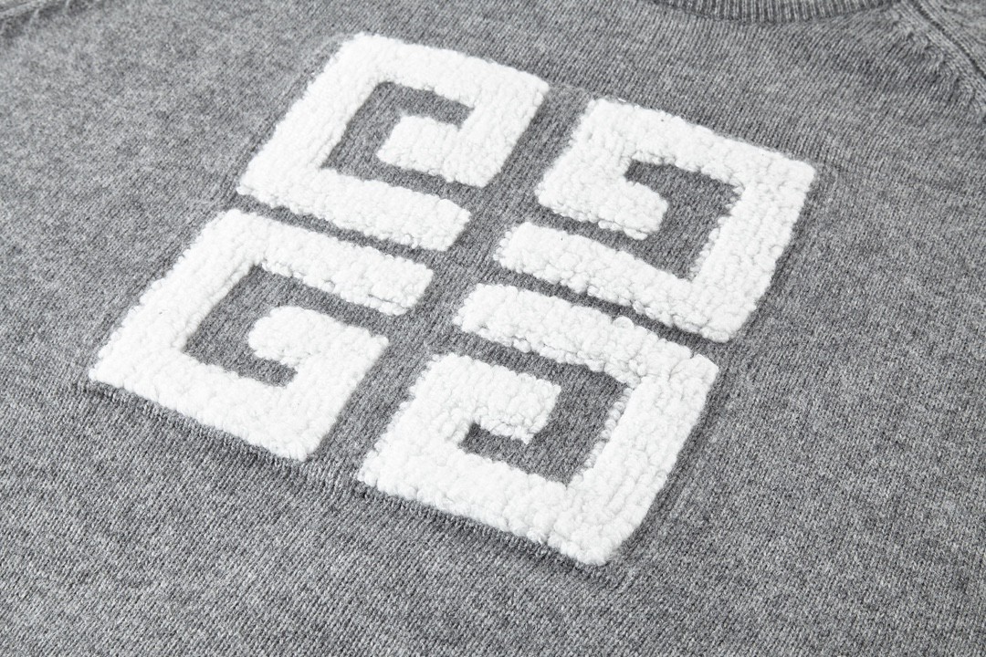 Givenchy 纪梵希 经典Logo毛巾绣圆领毛衣 长袖 秋冬款 灰色 BW908N4ZEQ060