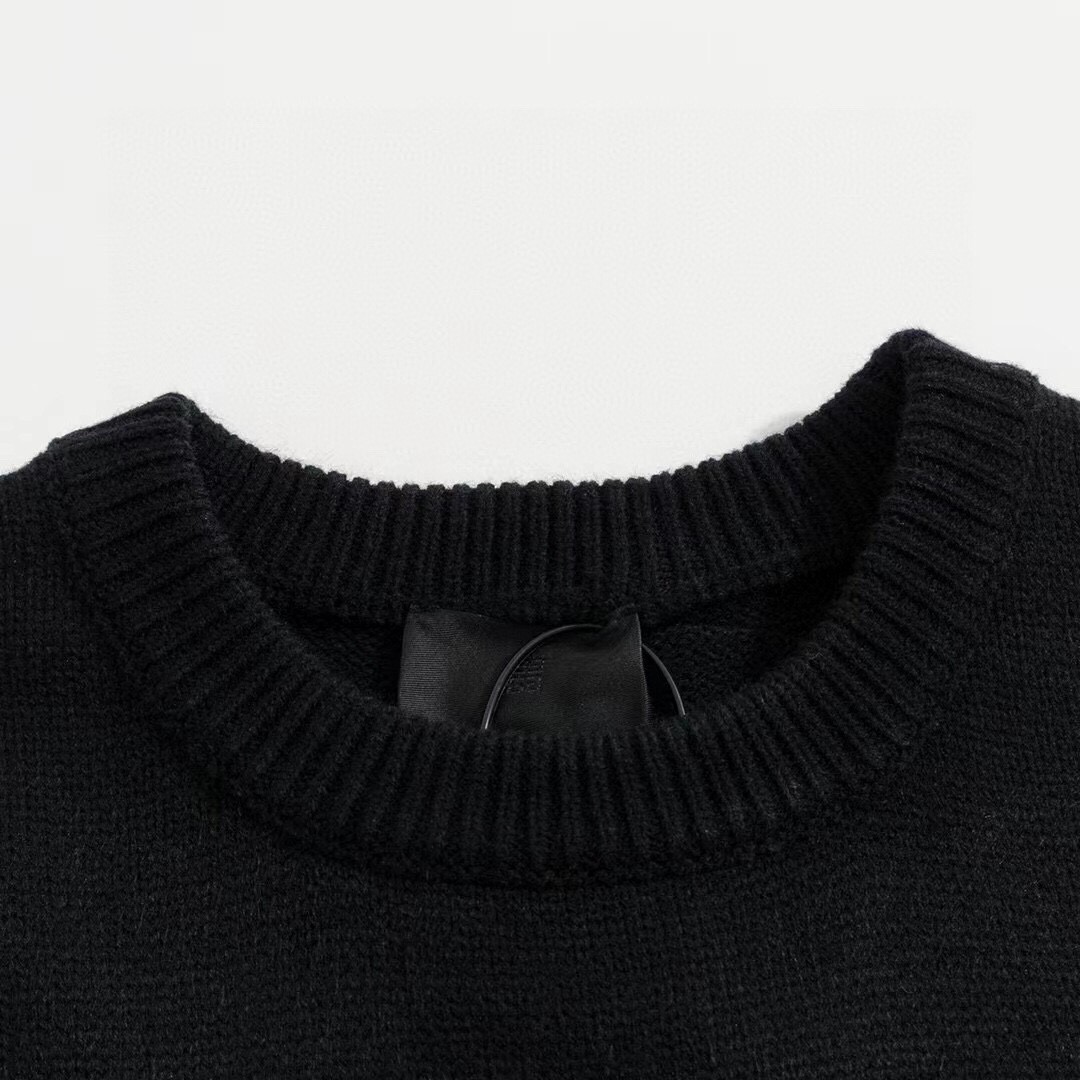Givenchy 纪梵希 SS21 经典Logo嵌花针织圆领毛衣 长袖 秋冬款 黑色 BM90G9401M-001
