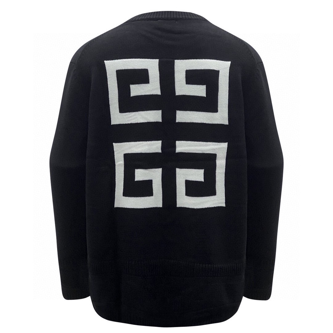 Givenchy 纪梵希 SS21 经典Logo嵌花针织圆领毛衣 长袖 秋冬款 黑色 BM90G9401M-001